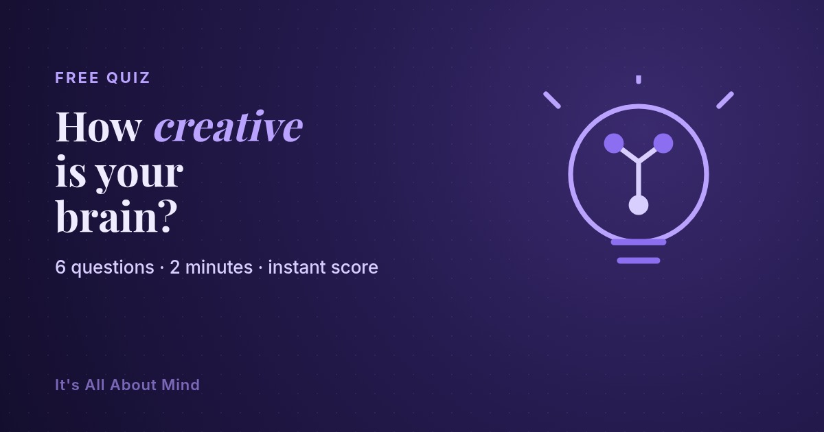 A glowing indigo lightbulb made of connected dots representing a creativity test