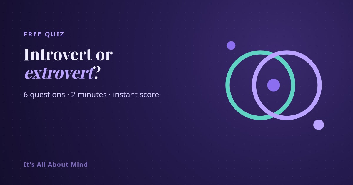 Two glowing circles, one teal and one violet, overlapping on a dark background to represent an introvert extrovert quiz