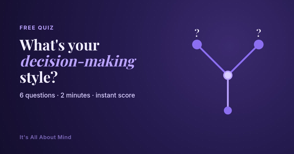 A glowing indigo fork in the road illustration representing a decision making quiz