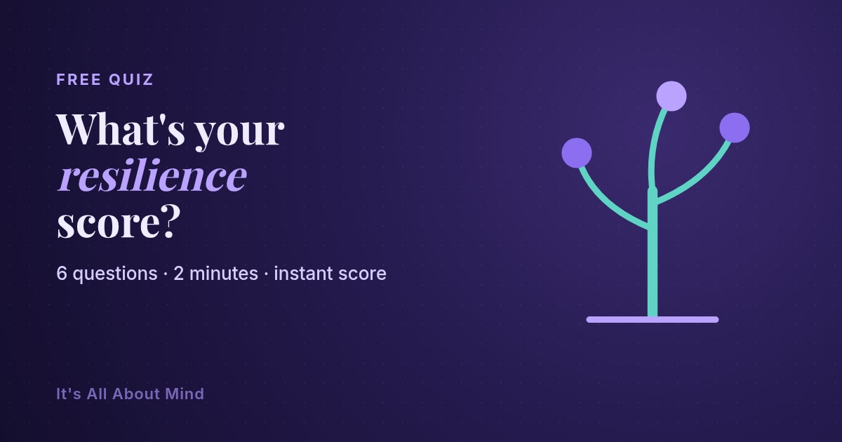 A glowing teal tree bending in the wind on a dark background, representing a resilience quiz